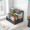 Double Sliding 2PC Under Sink Organizer, 2 Tier Bathroom Organizer with 2 Cup 8 Hooks, Multi-purpose Under Cabinet Storage Rack, Under Sink Organizers and Storage for Home Kitchen Organization